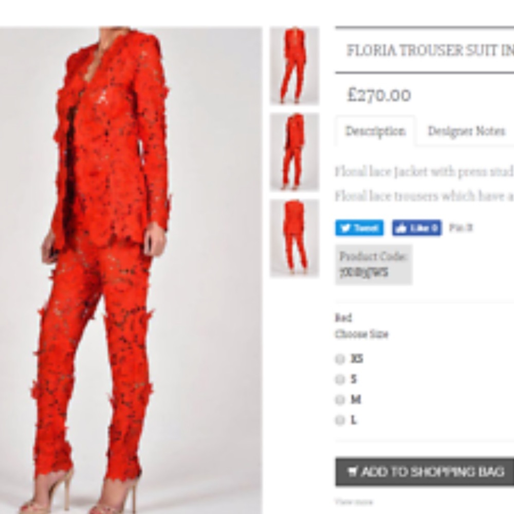 Trade With Stylestarlet  - The Dolls House Fashion Floria Trousers Suit Red - Picture 4 of 4